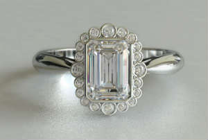 halo cut diamond engagement ring