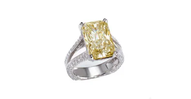 radiant cut fancy yellow diamond ring