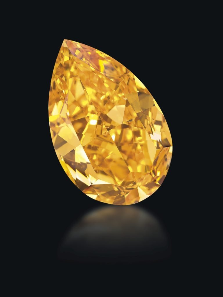 Fancy orange pear shape diamond of 14.82 carats