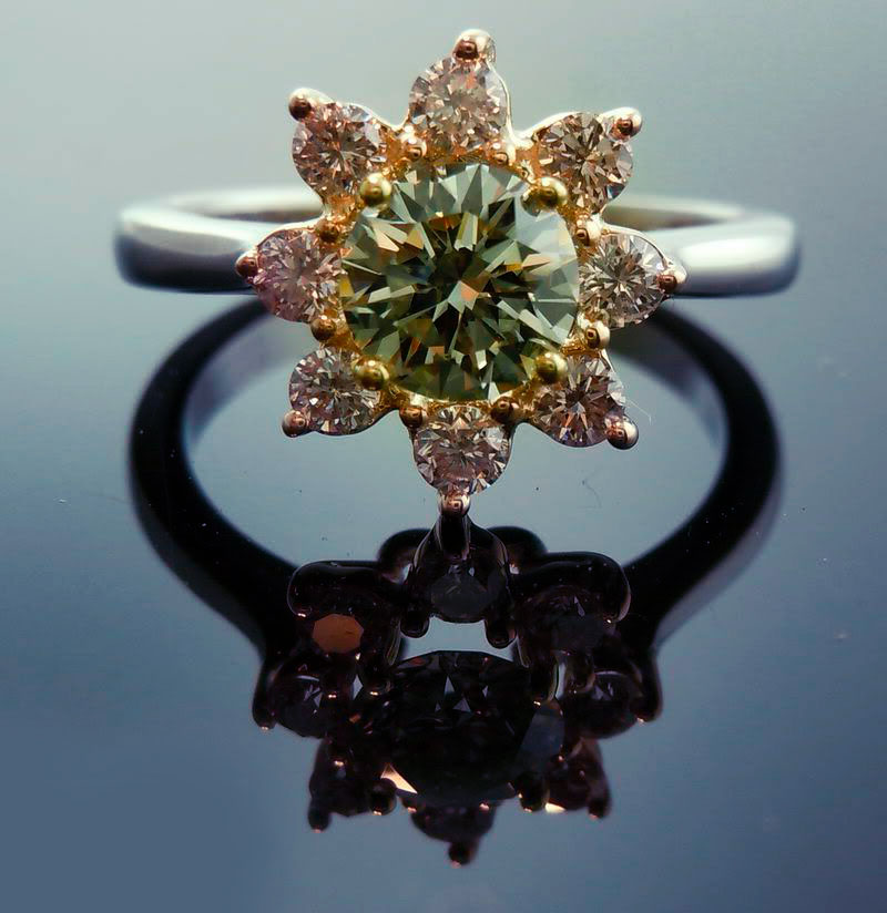 Chameleon Diamond Engagement Halo Ring