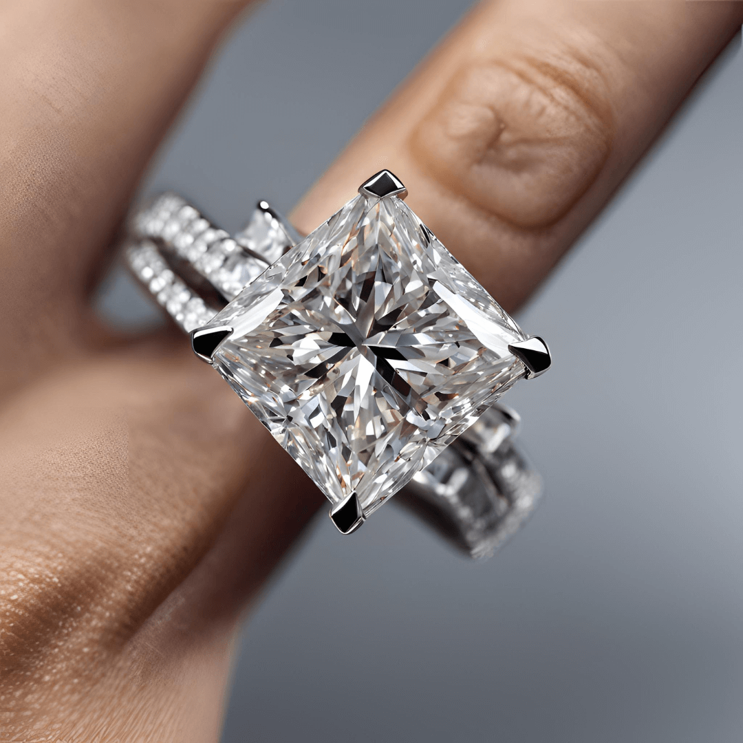 4 Ct Princess Cut FL/D Labor Erstellt Ohrstecker 7 Mm 14k